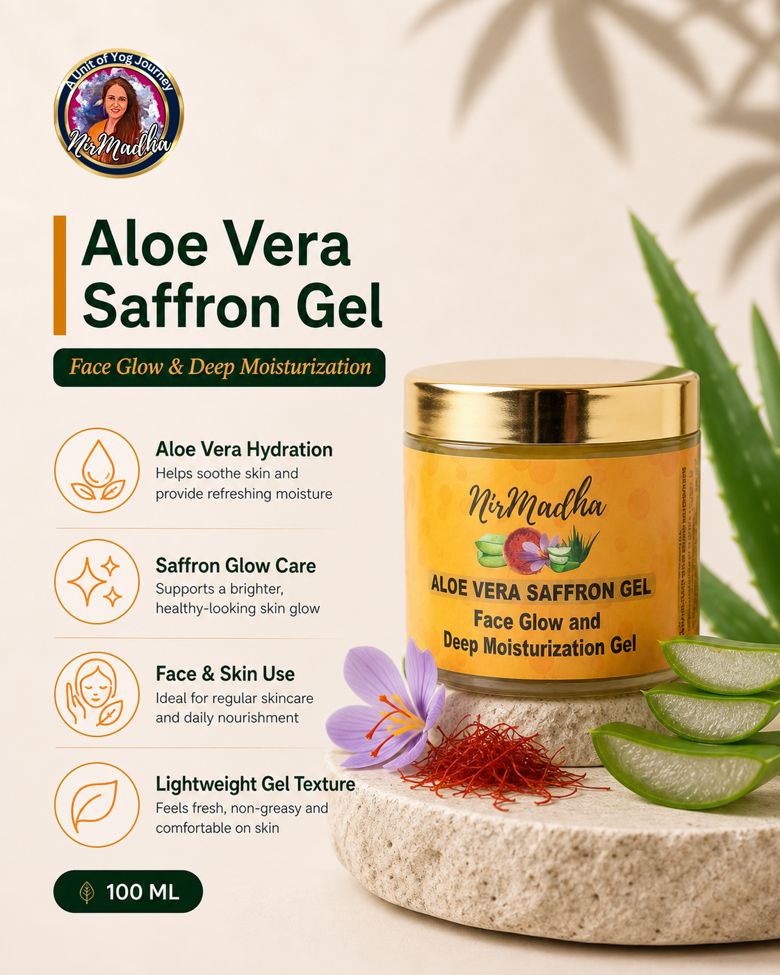 Aloe Vera Gel with Kesar – 100g