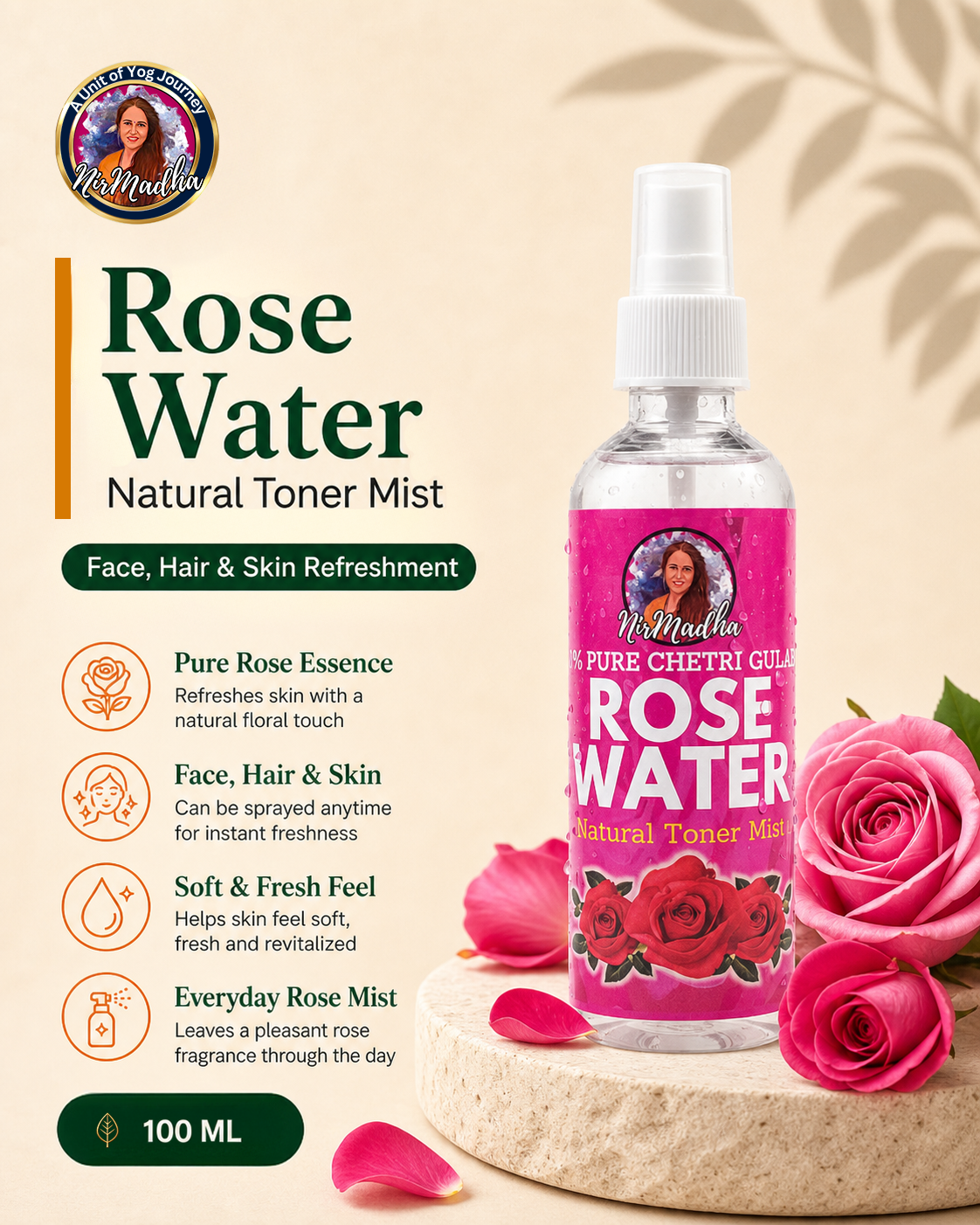 Rose Water Face Toner – 100ml