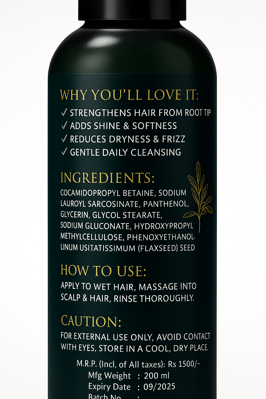 NirMadha Flaxseed Nourishing Shampoo – With Flaxseed Extract, Panthenol & Glycerin | Strength, Shine & Softness | Sulphate, Paraben & Silicone Free | 200 ml