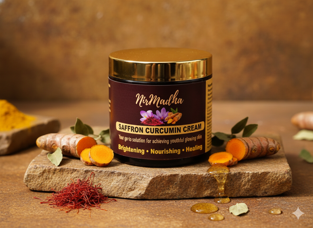 Nirmadha Saffron Curcumin Brightening Cream | With Kesar & Turmeric Extract | Helps Reduce Dark Spots, Dullness & Uneven Skin Tone | Non-Greasy | For All Skin Types