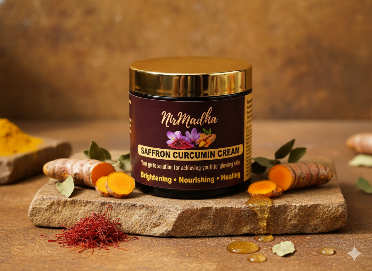 Nirmadha Saffron Curcumin Brightening Cream | With Kesar & Turmeric Extract | Helps Reduce Dark Spots, Dullness & Uneven Skin Tone | Non-Greasy | For All Skin Types