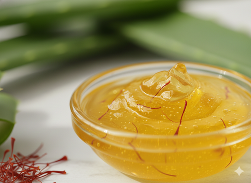 Nirmadha Aloe Vera Gel with Kesar for Face, Hair & Skin Care – Hydrating Moisturizer for Acne, Sunburn Relief & Glowing Skin – Lightweight Non-Sticky for All Skin Types