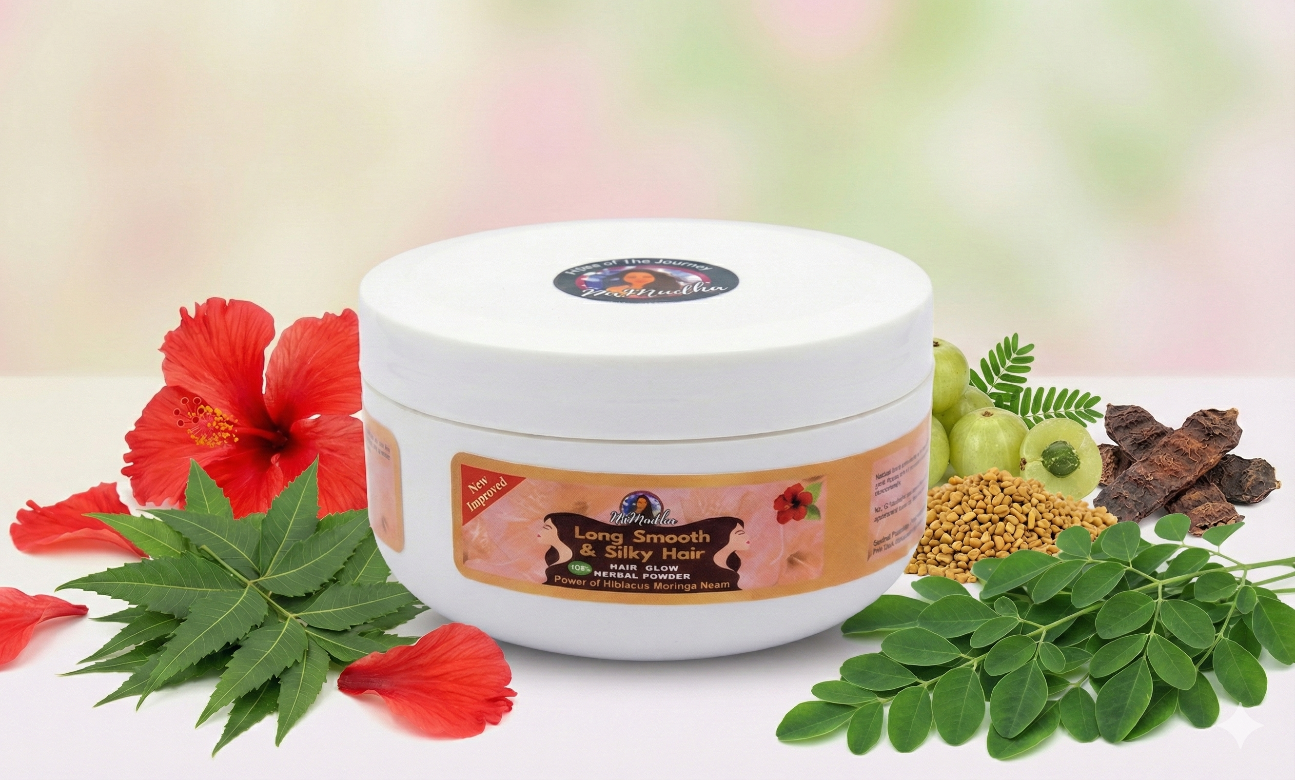 NirMadha Herbal Hair Pack | Moringa, Amla, Reetha, Shikakai, Neem & Hibiscus | Hair Cleansing & Nourishment Powder | For All Hair Types