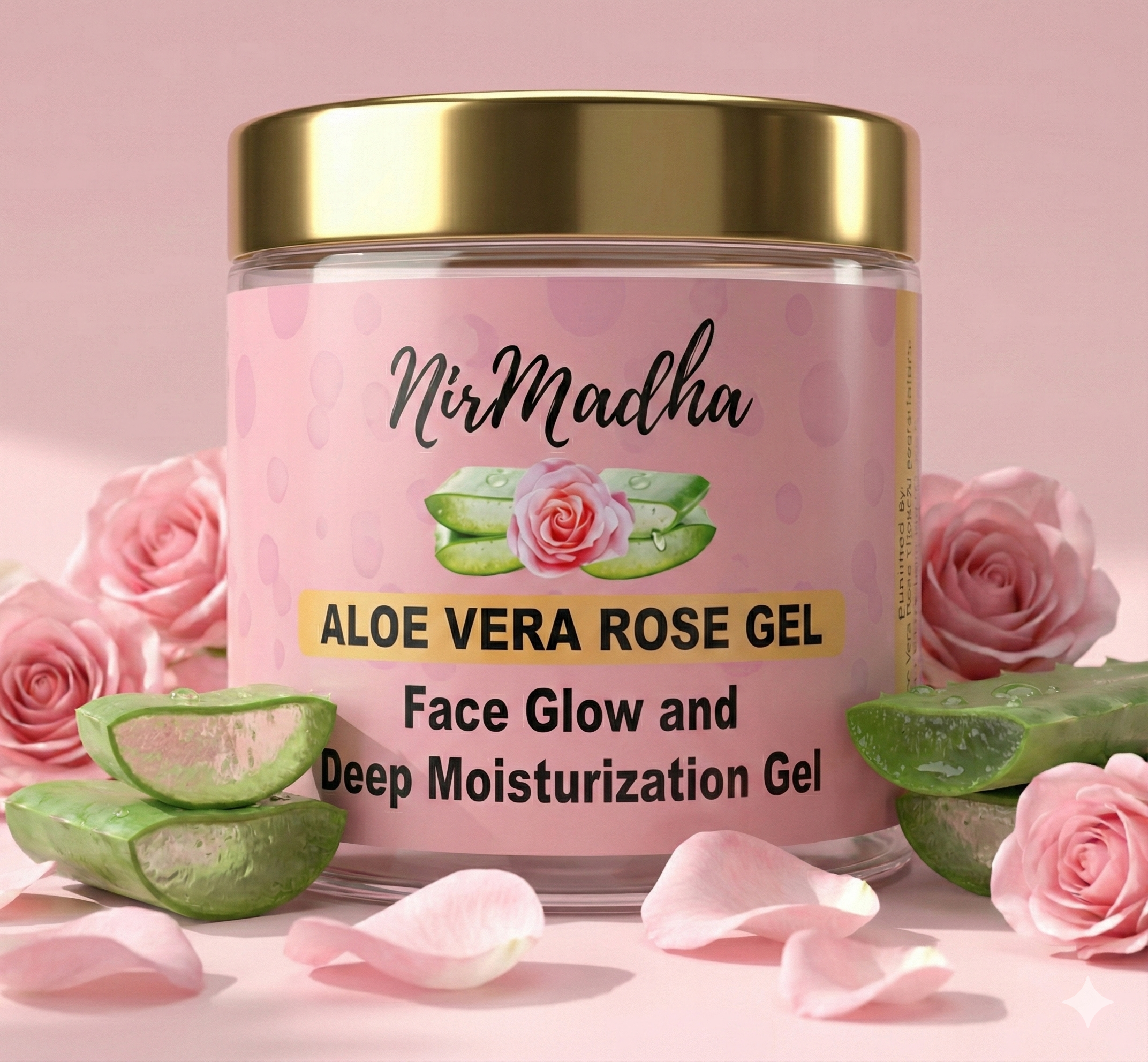 NirMadha Rose Aloe Vera Gel | With Pure Aloe Vera & Rose Extract | Hydrating, Soothing & Multipurpose Gel for Skin & Hair | 100 g