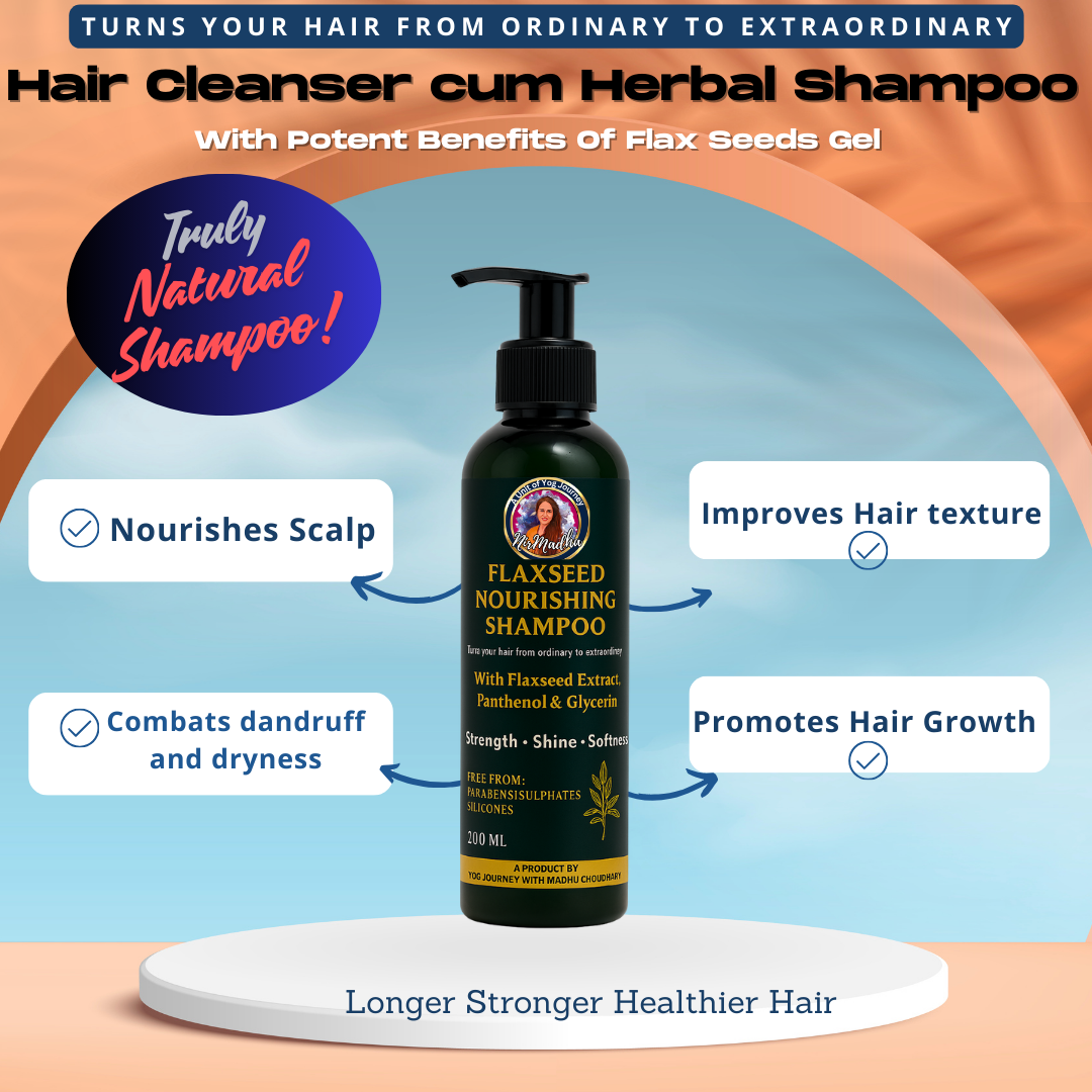 NirMadha Flaxseed Nourishing Shampoo – With Flaxseed Extract, Panthenol & Glycerin | Strength, Shine & Softness | Sulphate, Paraben & Silicone Free | 200 ml