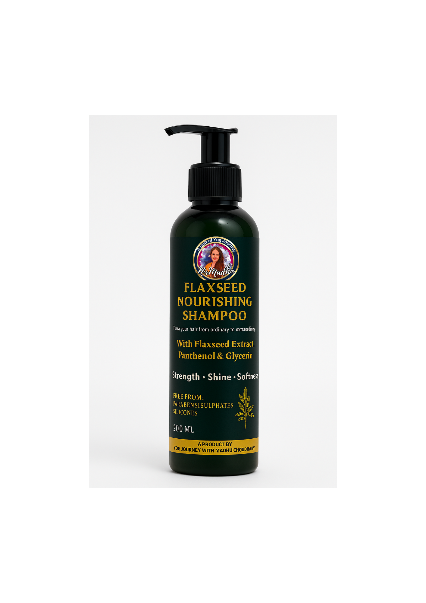 NirMadha Flaxseed Nourishing Shampoo – With Flaxseed Extract, Panthenol & Glycerin | Strength, Shine & Softness | Sulphate, Paraben & Silicone Free | 200 ml