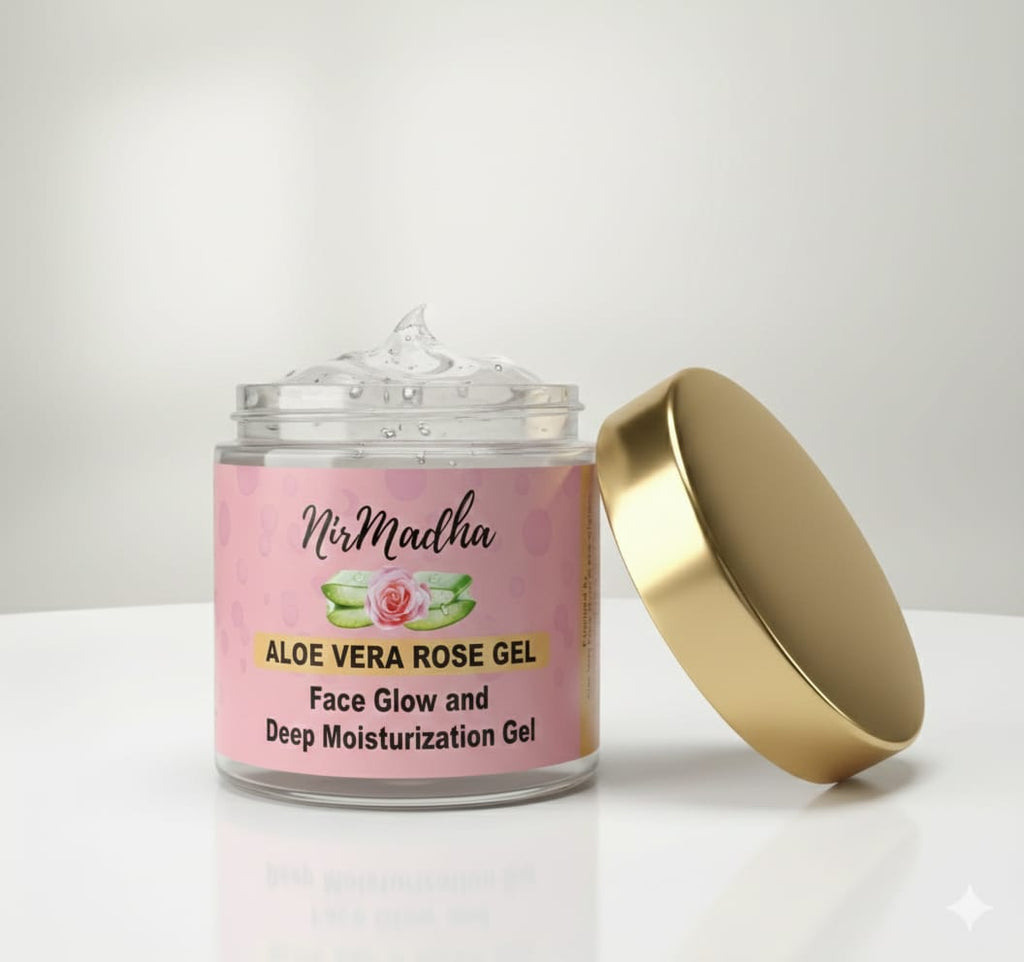 NirMadha Rose Aloe Vera Gel | With Pure Aloe Vera & Rose Extract | Hydrating, Soothing & Multipurpose Gel for Skin & Hair | 100 g