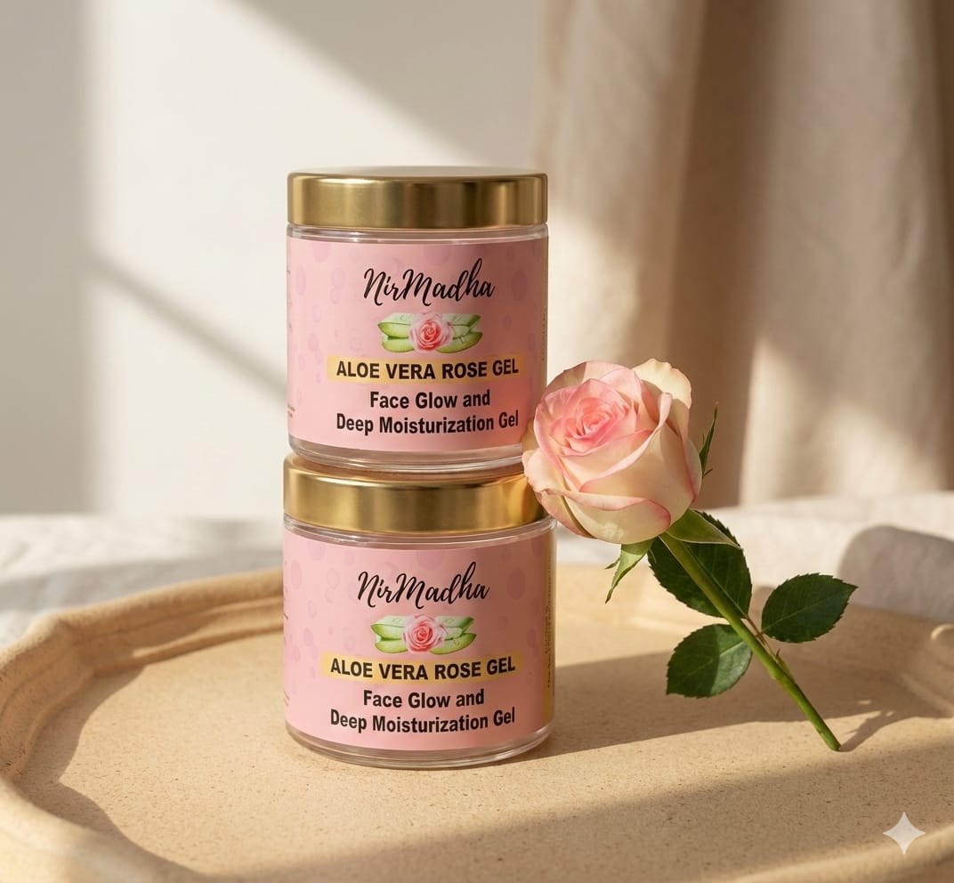 NirMadha Rose Aloe Vera Gel | With Pure Aloe Vera & Rose Extract | Hydrating, Soothing & Multipurpose Gel for Skin & Hair | 100 g