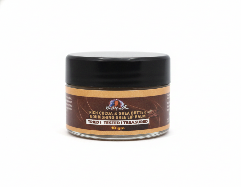 NirMadha Ghee Lip Balm with Cocoa & Shea Butter | Heals Dry & Chapped Lips | Deep Moisturizing Lip Care